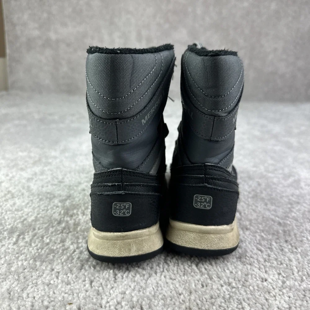 *READ FOR SIZE* Merrell Snow‎ Crush Snow Boots Easy-on Warm Dry Black Gray